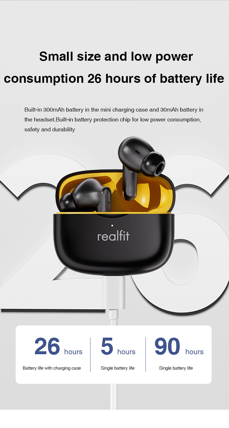 Realfit F3 ANC Bluetooth Earbuds HIFI Stereo Superb Bass Noise Cancellation